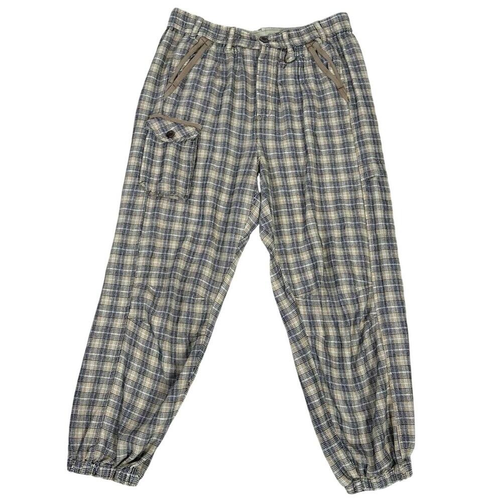 Free People Grunge 90s Plaid Cargo Jogger Back Street Pants Size Large - Picture 5 of 14